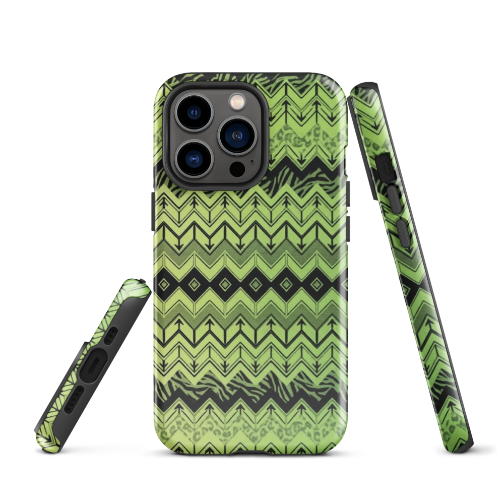 Lime Green Chevron Zebra & Leopard Print Tough Case for iPhone®