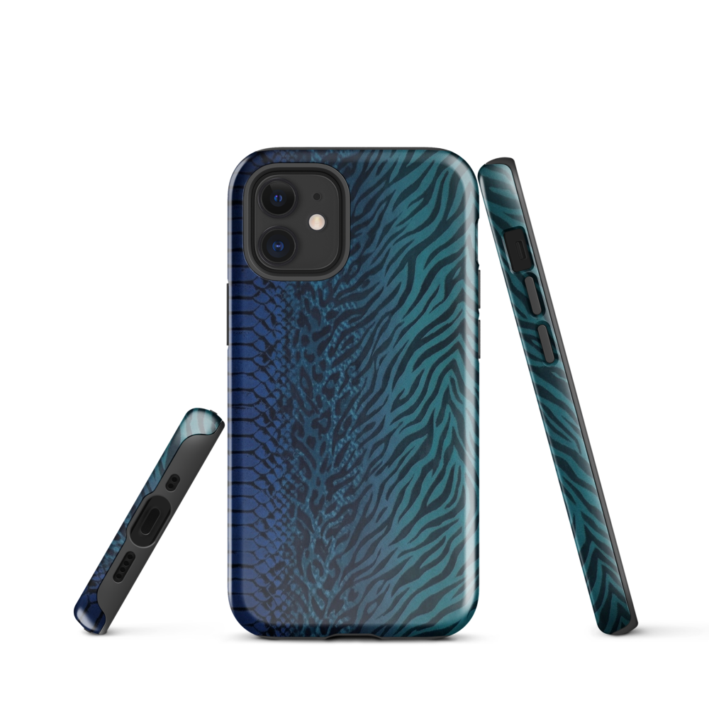 Blue & Teal Snake Skin Zebra & Leopard Print Tough Case for iPhone®