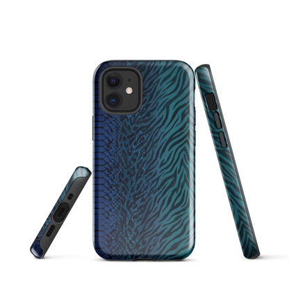 Blue & Teal Snake Skin Zebra & Leopard Print Tough Case for iPhone®