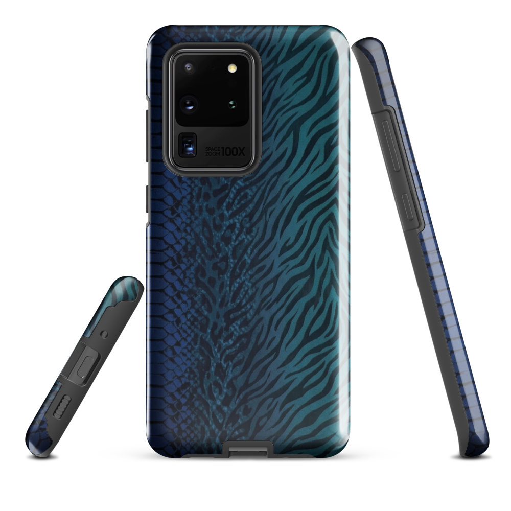 Blue & Teal Snake Skin Zebra & Leopard Print Tough Case for Samsung