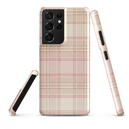 Pink & Cream Plaid Coquette Print Snap Case for Samsung