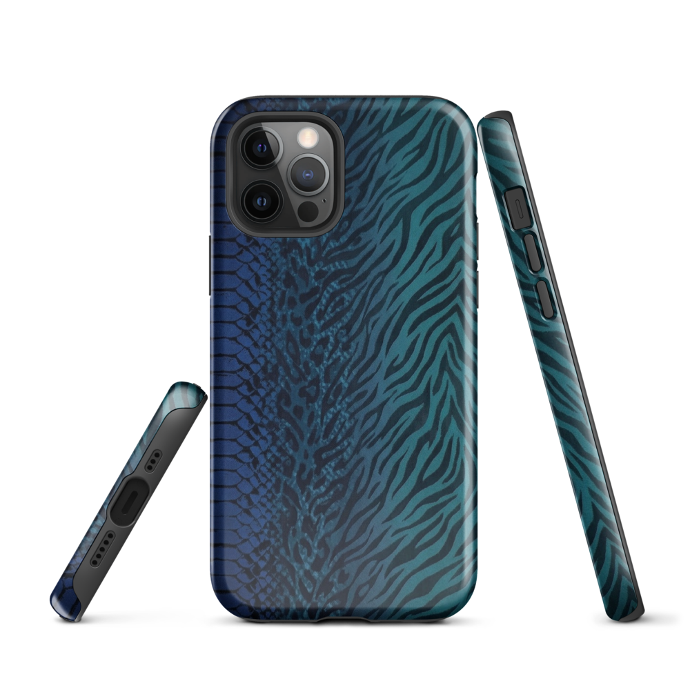 Blue & Teal Snake Skin Zebra & Leopard Print Tough Case for iPhone®