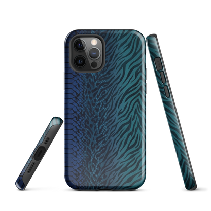 Blue & Teal Snake Skin Zebra & Leopard Print Tough Case for iPhone®