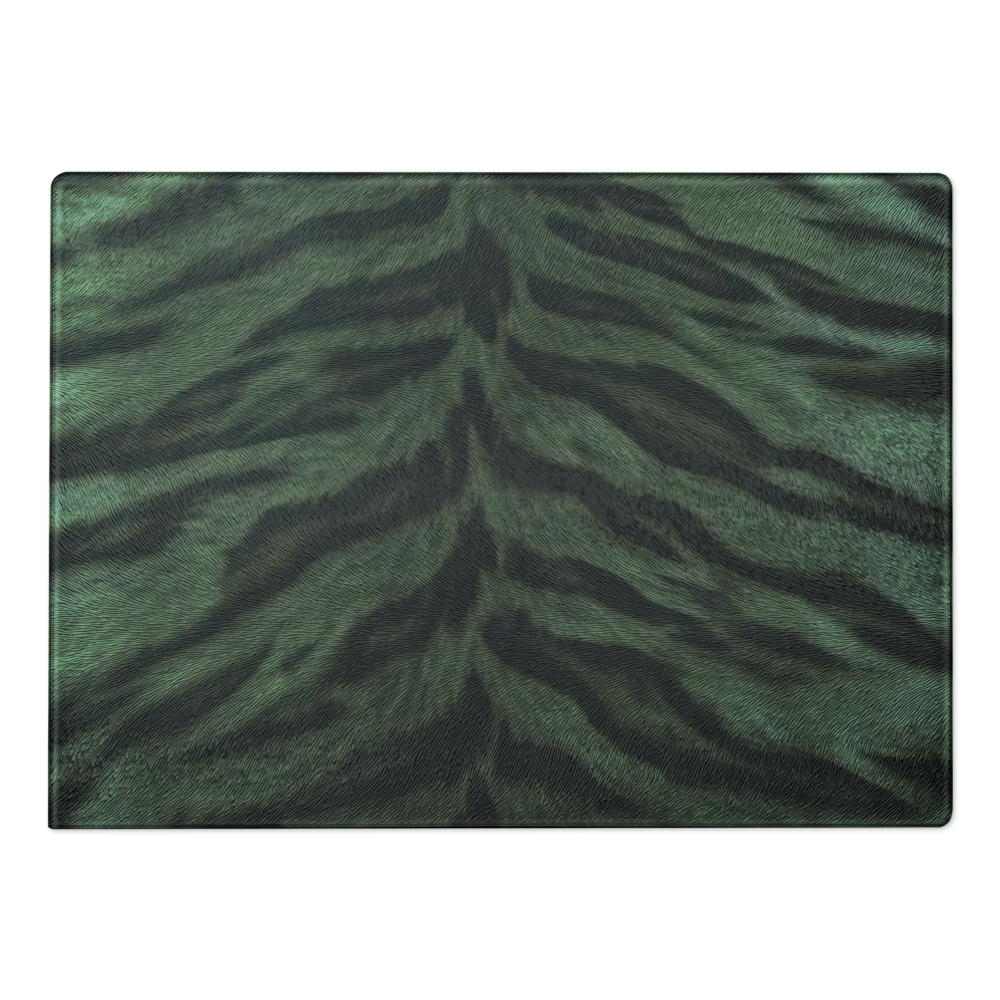 Green Tiger Print Glass Cutting Board