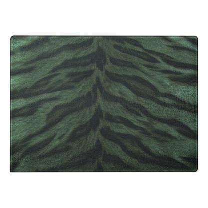Green Tiger Print Glass Cutting Board