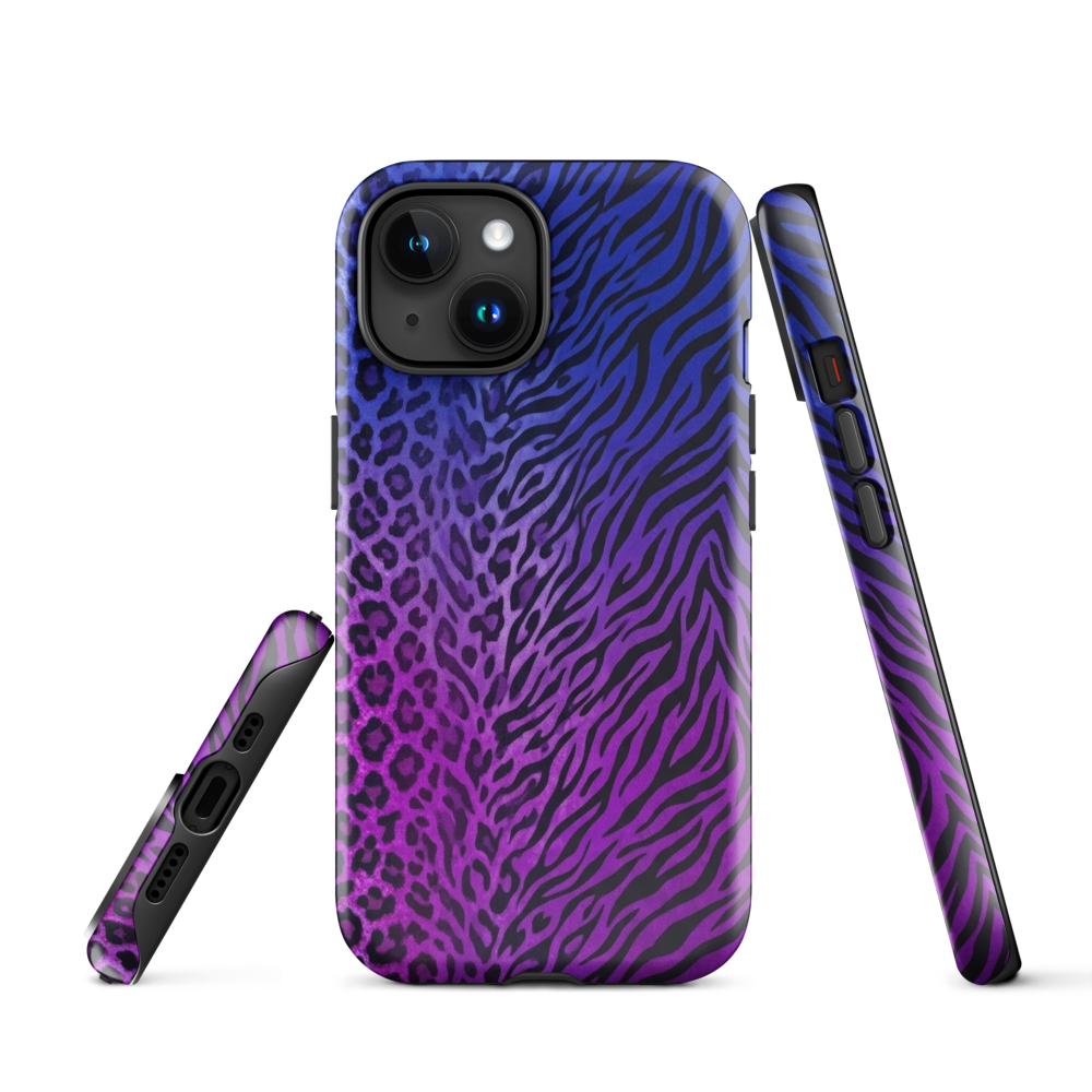 Purple to Blue Zebra & Leopard Print Tough Case for iPhone®
