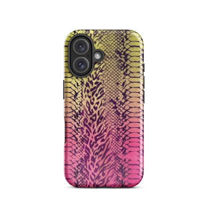 Yellow & Pink Snake Skin & Leopard Print Tough Case for iPhone®