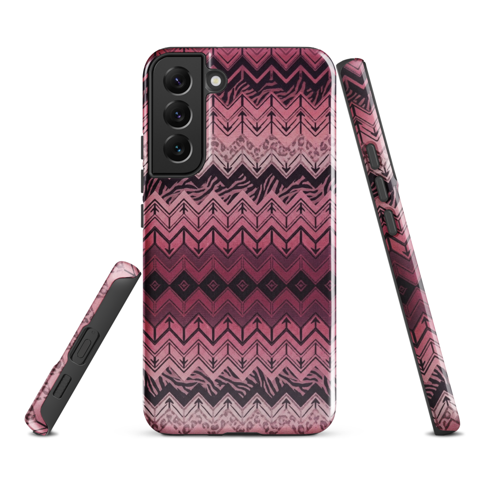 Pink Chevron Pattern Leopard & Zebra Print Tough Case for Samsung
