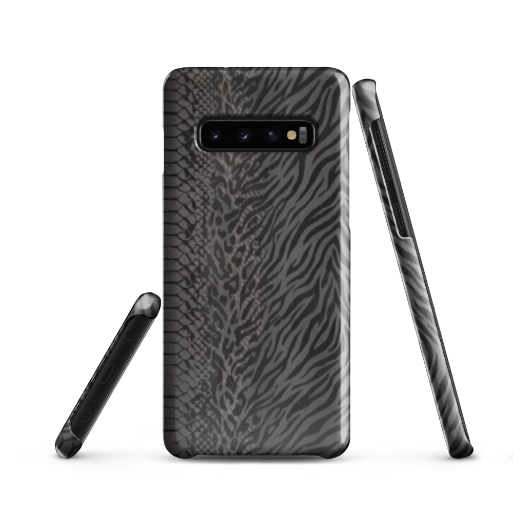 Dark Gray Snake Skin & Leopard Print Snap Case for Samsung