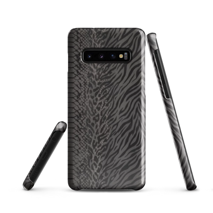 Dark Gray Snake Skin & Leopard Print Snap Case for Samsung