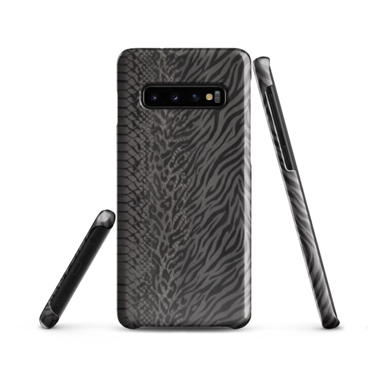 Dark Gray Snake Skin & Leopard Print Snap Case for Samsung