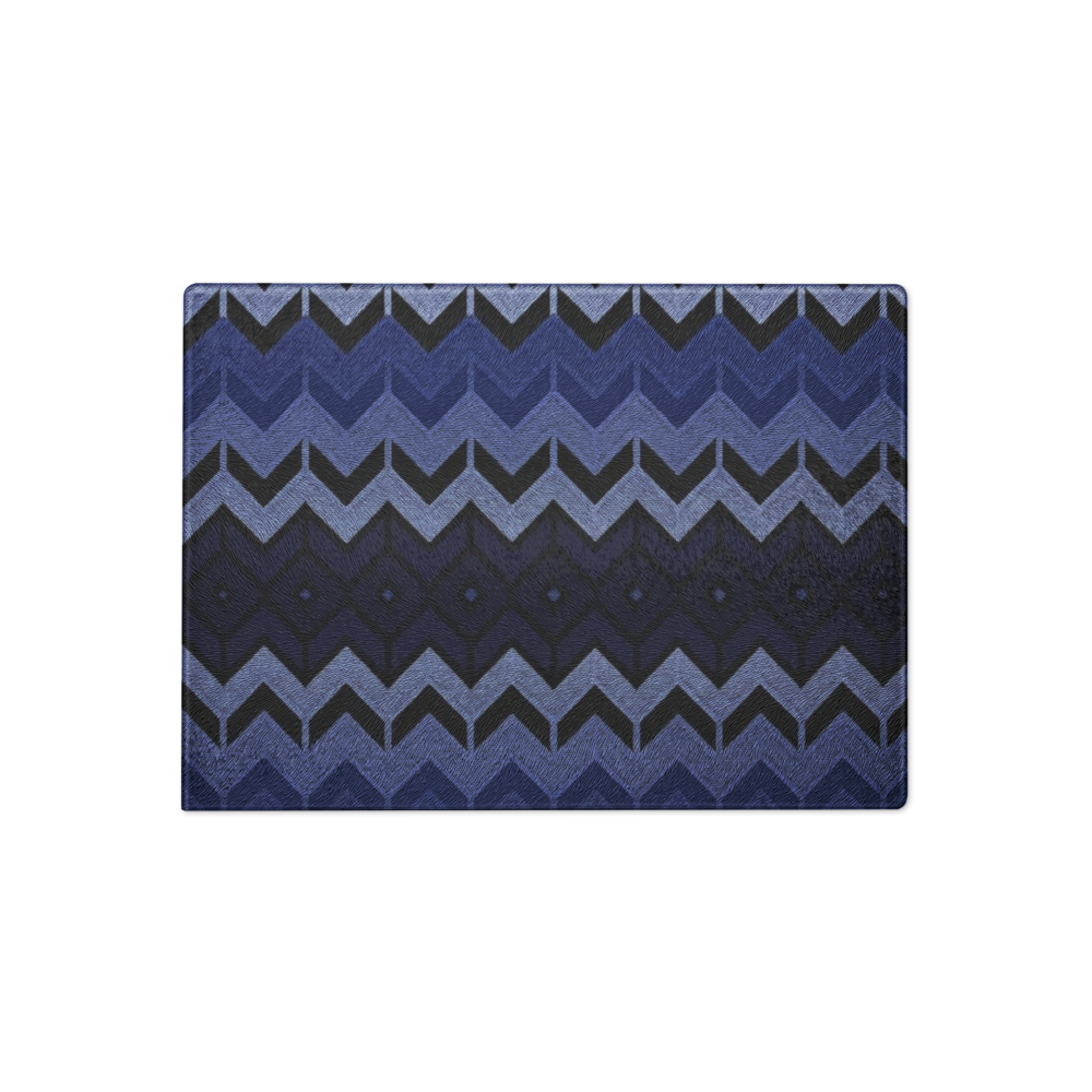 Classic Blue Chevron Pattern Glass Cutting & Charcuterie Board