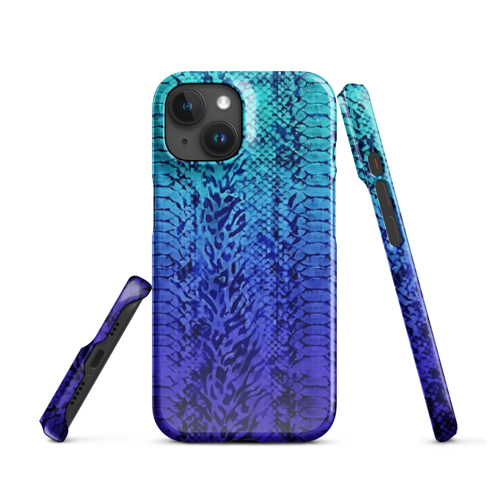 Vibrant Blue Snake Skin & Leopard Print Snap Case for iPhone