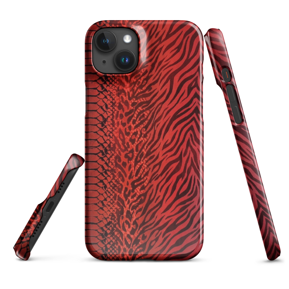 Red Zebra Snake & Leopard Print Snap Case for iPhone