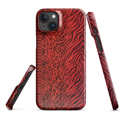 Red Zebra Snake & Leopard Print Snap Case for iPhone