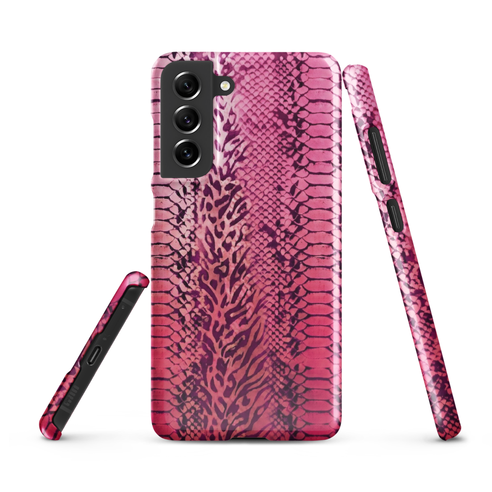 Neon Pink Snake Skin & Leopard Print Snap Case for Samsung