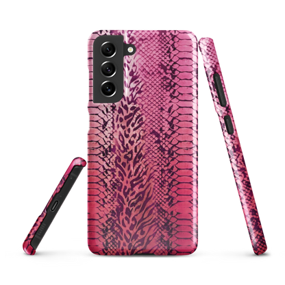 Neon Pink Snake Skin & Leopard Print Snap Case for Samsung