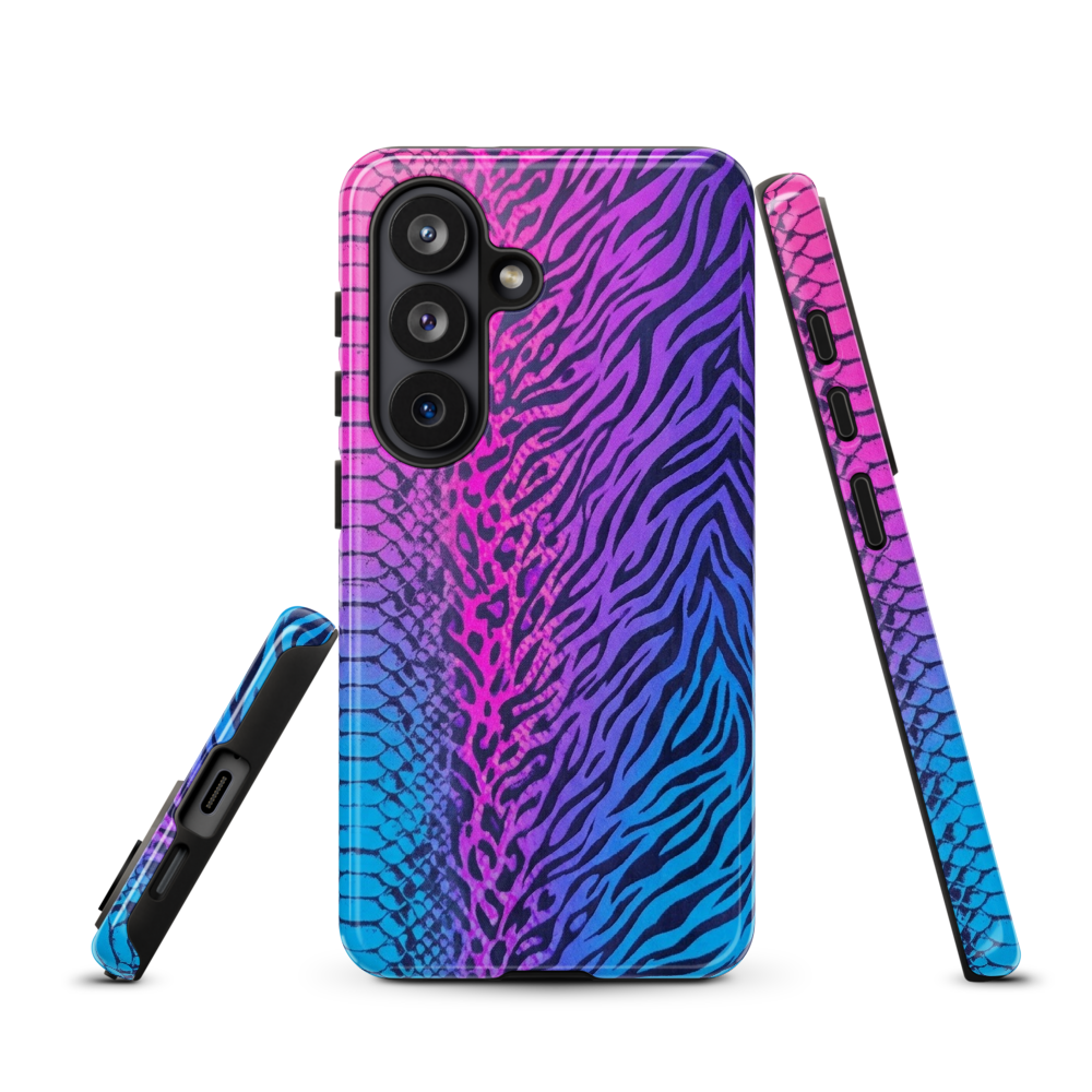 Hot Pink & Blue Snake Skin Zebra & Leopard Print Tough Case for Samsung