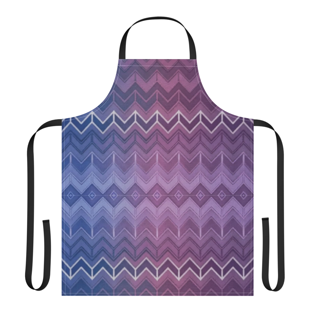 Blue Purple & White Chevron Pattern Strap Apron