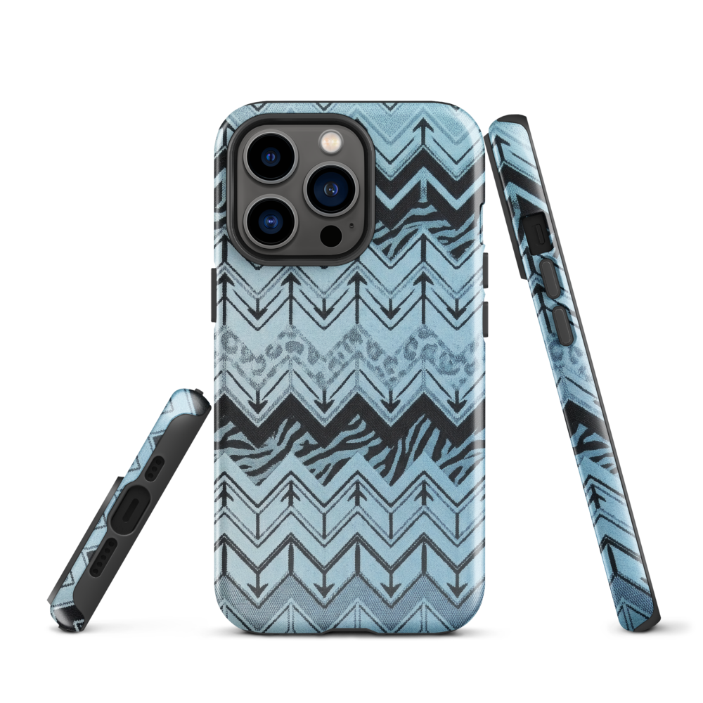 Blue Chevron Zebra & Leopard Print Tough Case for iPhone®