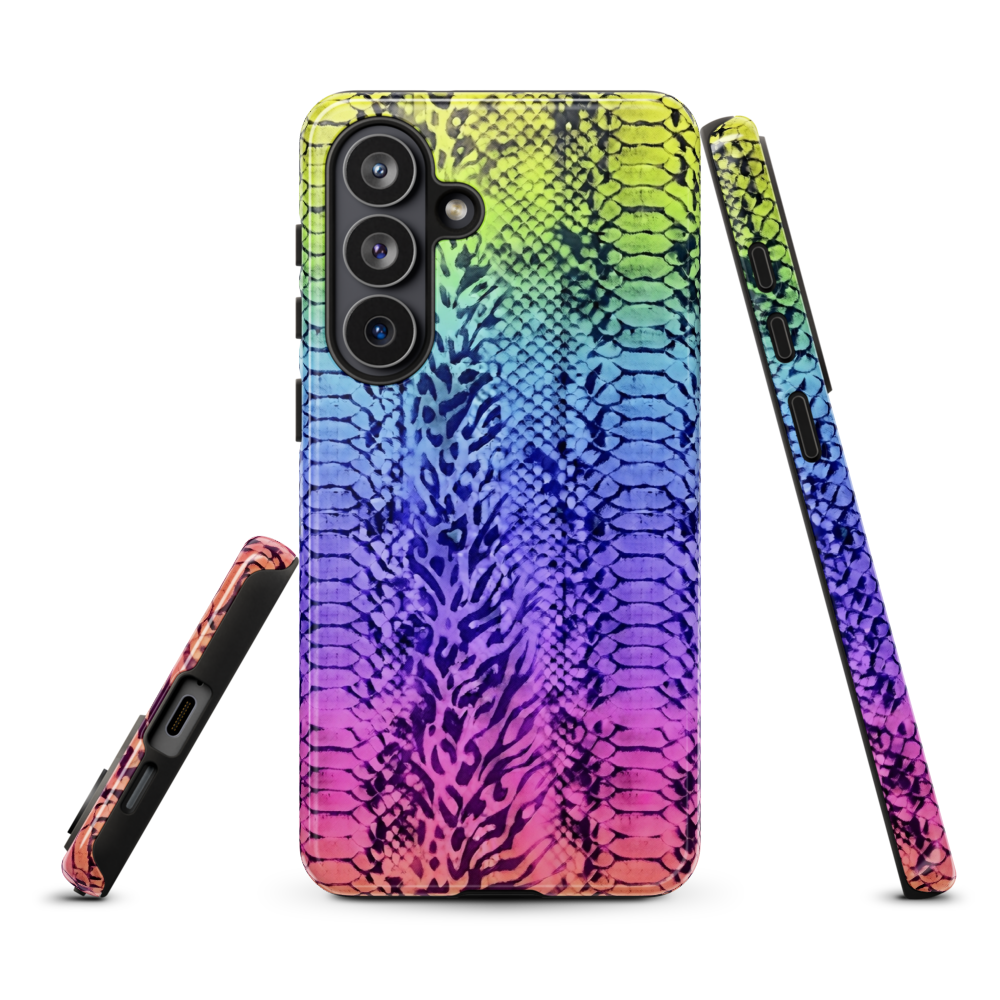 Vibrant Rainbow Snake Skin & Leopard Print Tough Case for Samsung