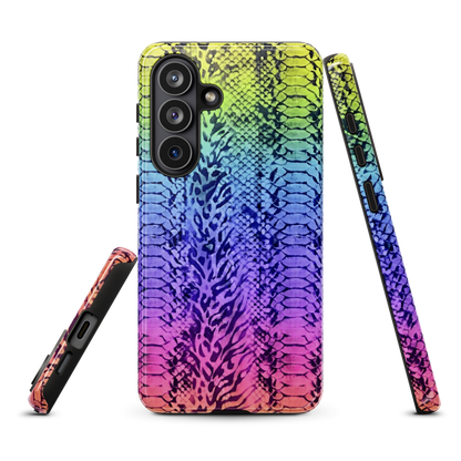 Vibrant Rainbow Snake Skin & Leopard Print Tough Case for Samsung