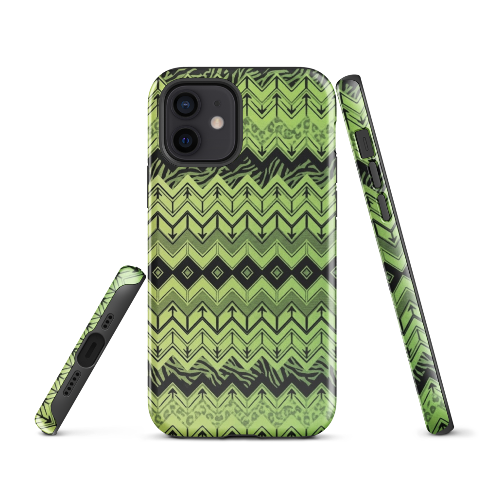 Lime Green Chevron Zebra & Leopard Print Tough Case for iPhone®