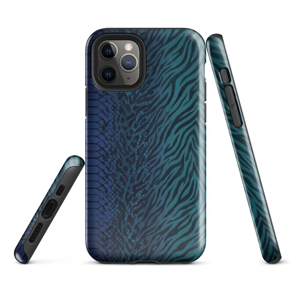 Blue & Teal Snake Skin Zebra & Leopard Print Tough Case for iPhone®
