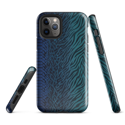 Blue & Teal Snake Skin Zebra & Leopard Print Tough Case for iPhone®