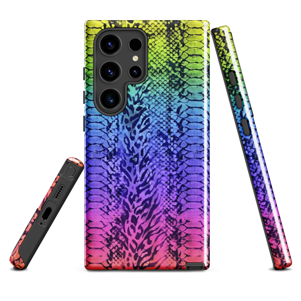 Vibrant Rainbow Snake Skin & Leopard Print Tough Case for Samsung