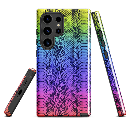 Vibrant Rainbow Snake Skin & Leopard Print Tough Case for Samsung