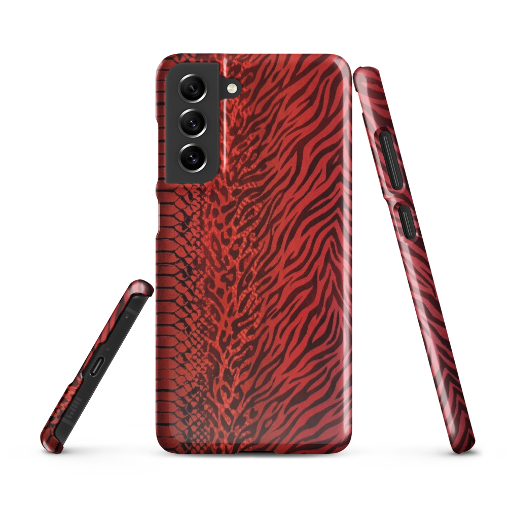 Red Zebra Snake & Leopard Print Snap Case for Samsung