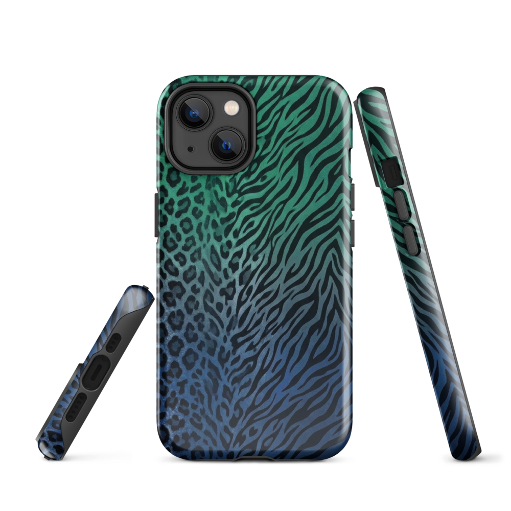 Blue to Teal Zebra & Leopard Print  Tough Case for iPhone®