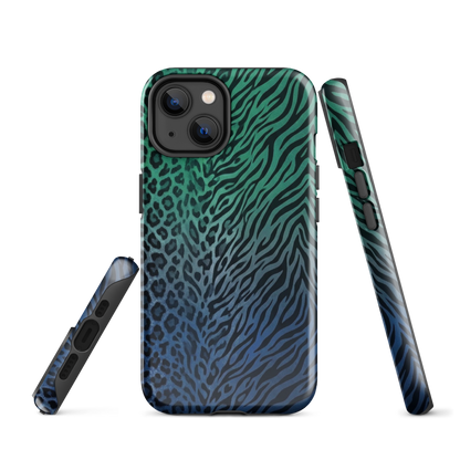 Blue to Teal Zebra & Leopard Print  Tough Case for iPhone®