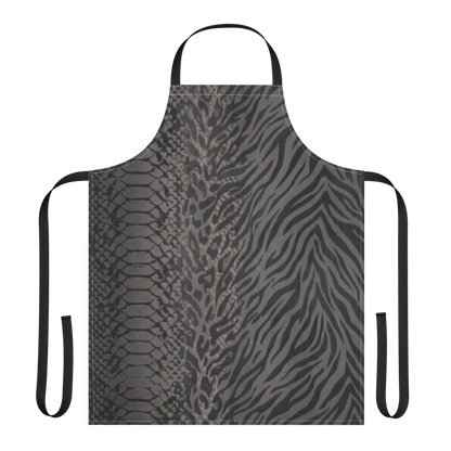 Gray & Black Snake Skin Zebra & Leopard Print Strap Apron