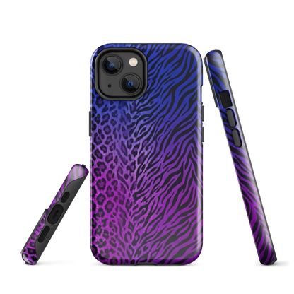 Purple to Blue Zebra & Leopard Print Tough Case for iPhone®
