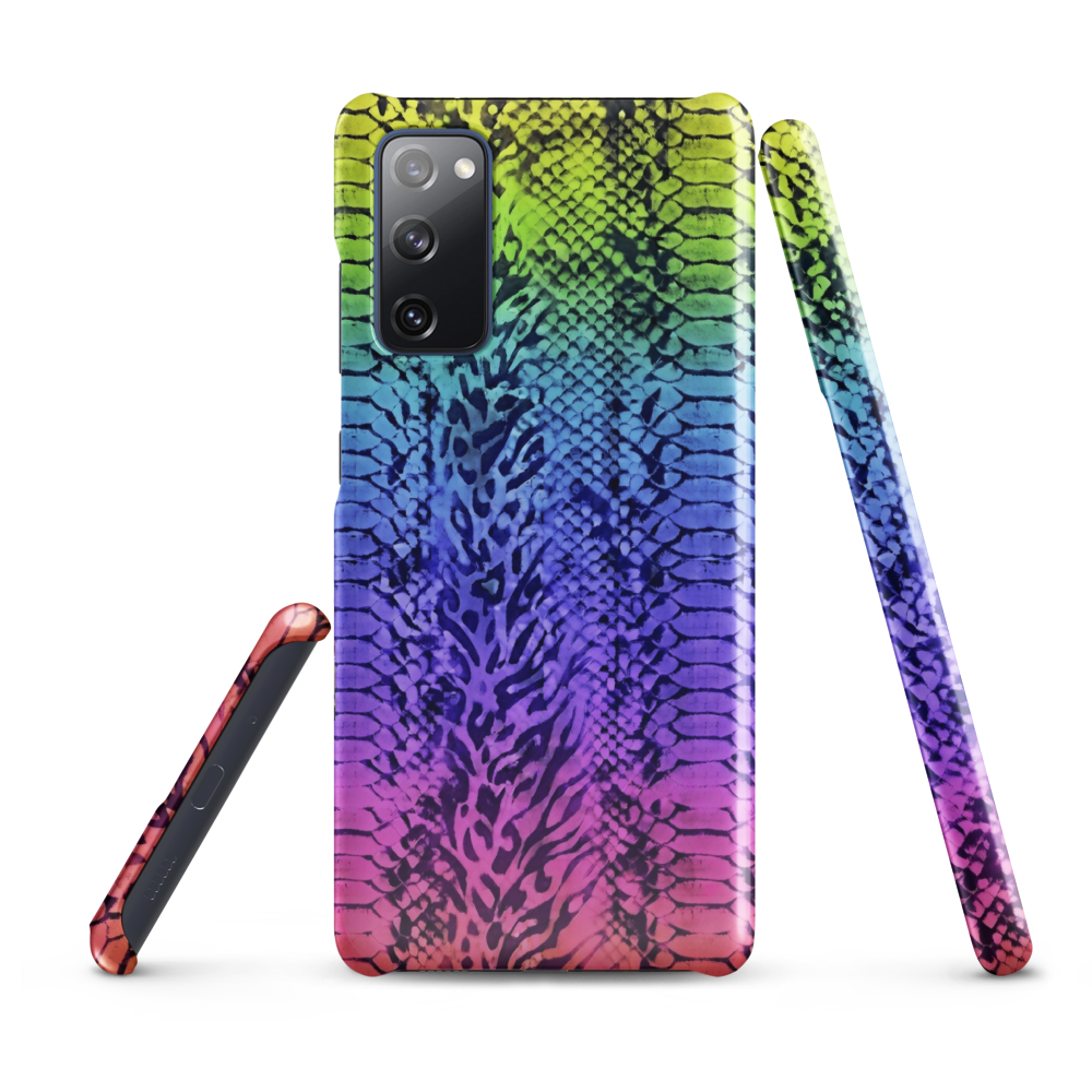 Vibrant Rainbow Snake Skin & Leopard Print Snap Case for Samsung