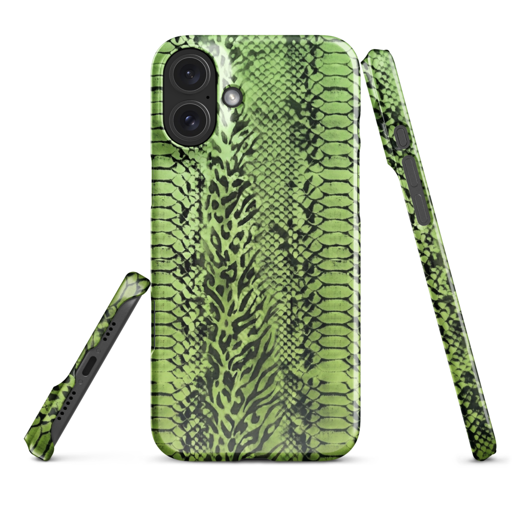 Green Snake Leopard & Zebra Print Snap Case for iPhone