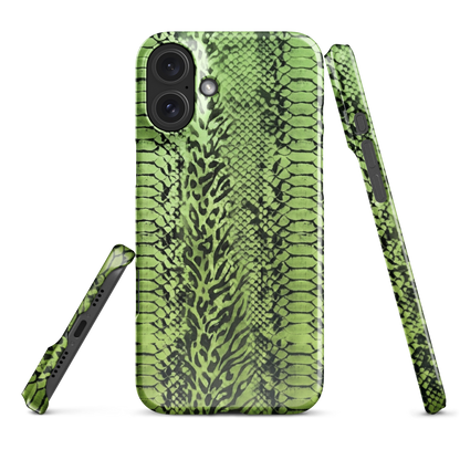 Green Snake Leopard & Zebra Print Snap Case for iPhone