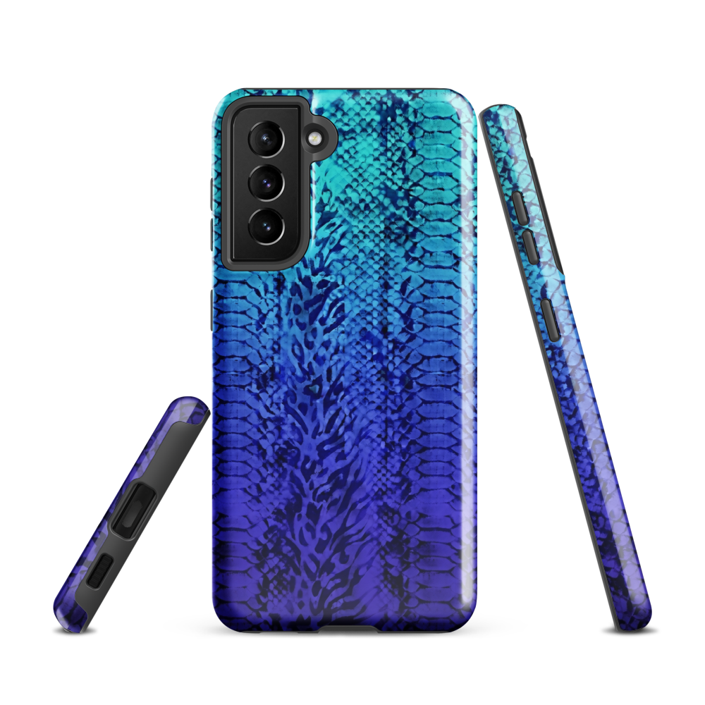 Vibrant Blue Snake & Leopard Print Tough Case for Samsung