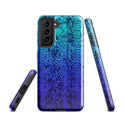 Vibrant Blue Snake & Leopard Print Tough Case for Samsung