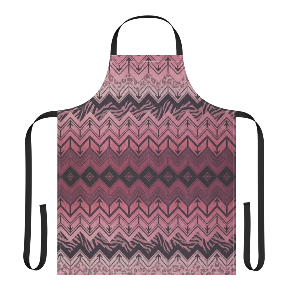 Pink Chevron Pattern Leopard & Zebra Print Strap Apron