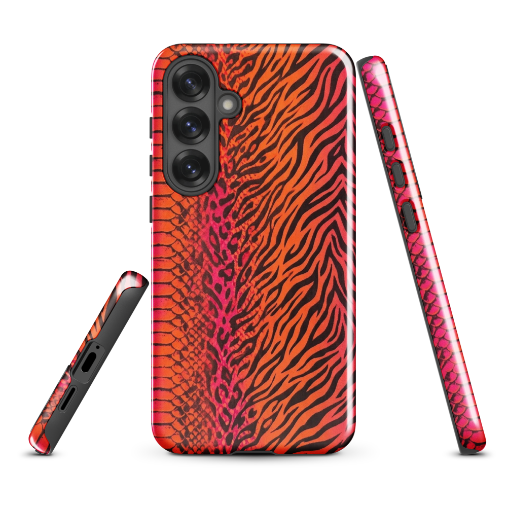 Sunset Orange & Pink Snake Skin Leopard & Zebra Print Tough Case for Samsung