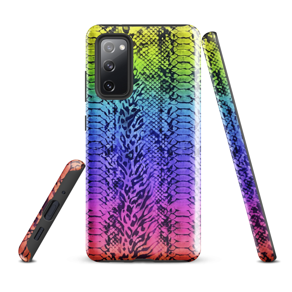 Vibrant Rainbow Snake Skin & Leopard Print Tough Case for Samsung