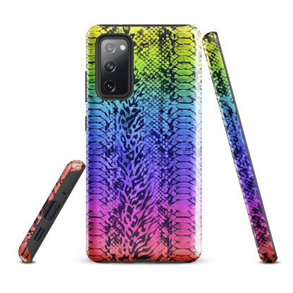 Vibrant Rainbow Snake Skin & Leopard Print Tough Case for Samsung