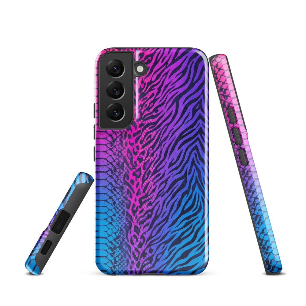 Hot Pink & Blue Snake Skin Zebra & Leopard Print Tough Case for Samsung