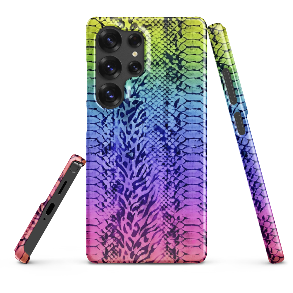 Vibrant Rainbow Snake Skin & Leopard Print Snap Case for Samsung
