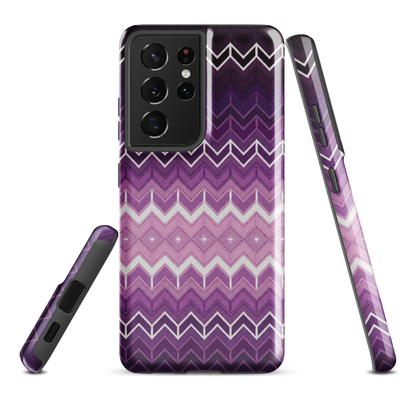 Purple Classic Chevron White Pattern Tough Case for Samsung