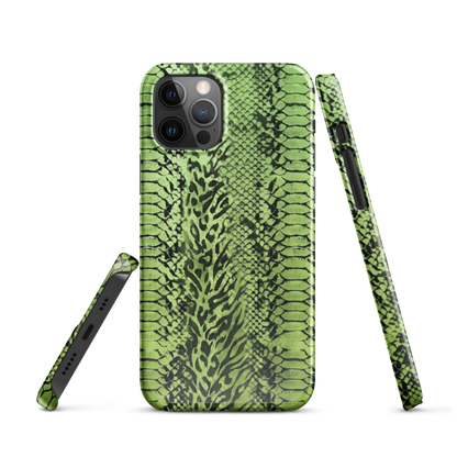 Green Snake Leopard & Zebra Print Snap Case for iPhone