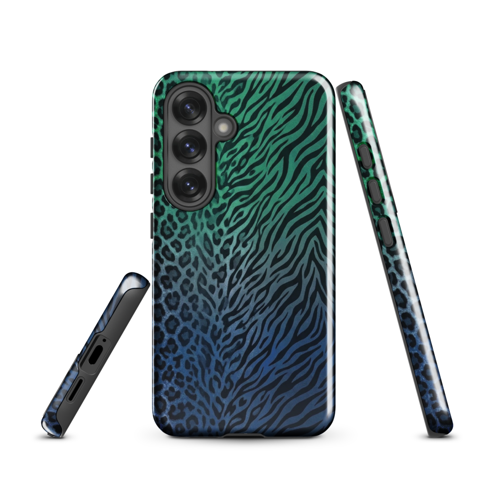 Blue to Teal Zebra & Leopard Print Tough Case for Samsung
